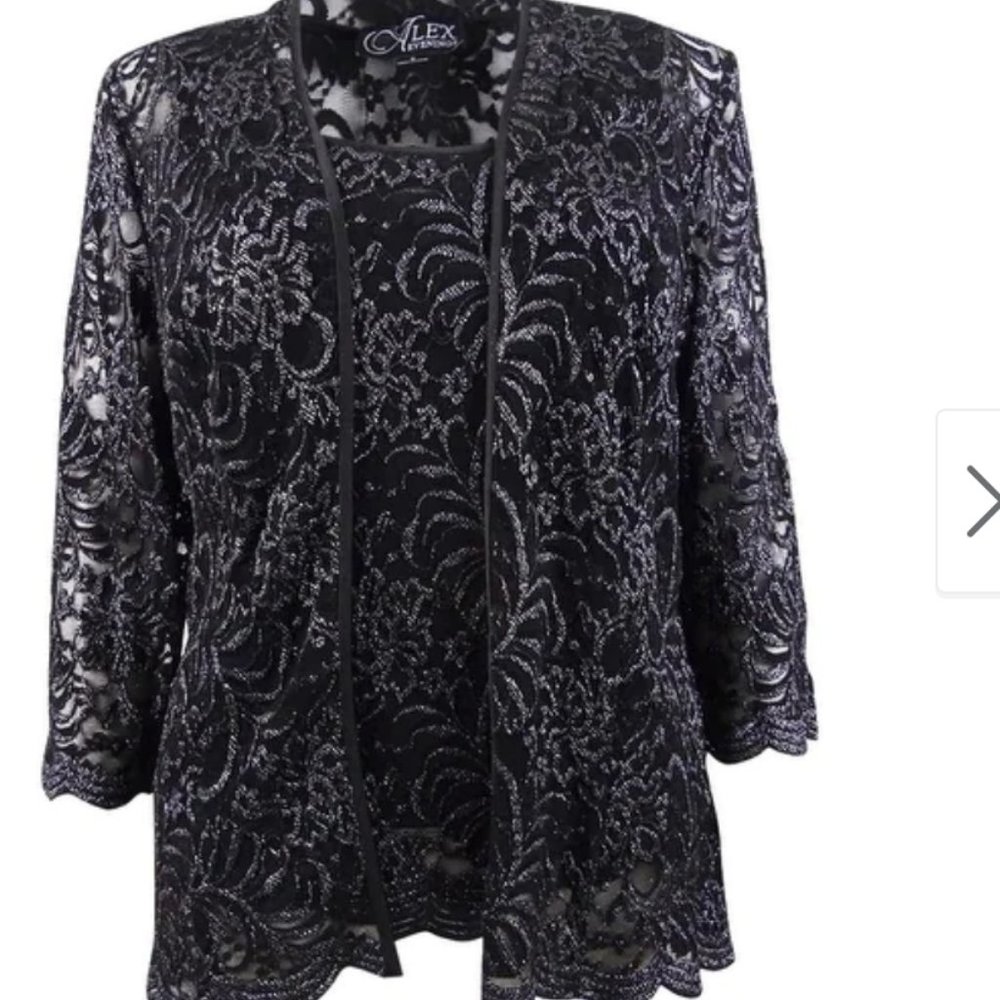 Alex Evenings Lace Glitter Jacket
